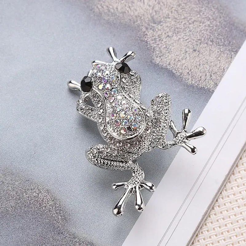 Personality Cute Frog Diamond Brooch Pin