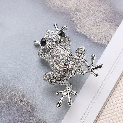 Personality Cute Frog Diamond Brooch Pin