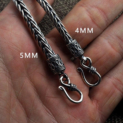 Norse Necklace Chain 925 Sterling Silver 4-5Mm Handcrafted Punk Jewelry