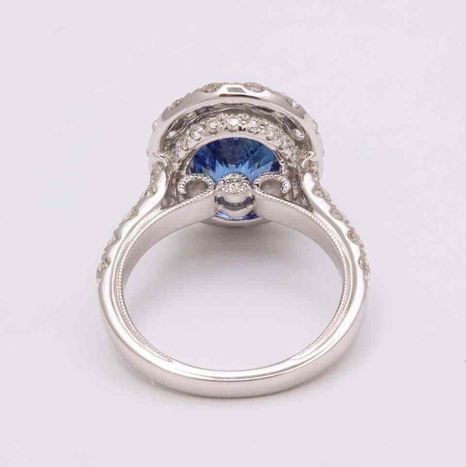 Blue Sapphire and Diamond Ring