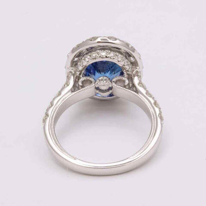 Blue Sapphire and Diamond Ring