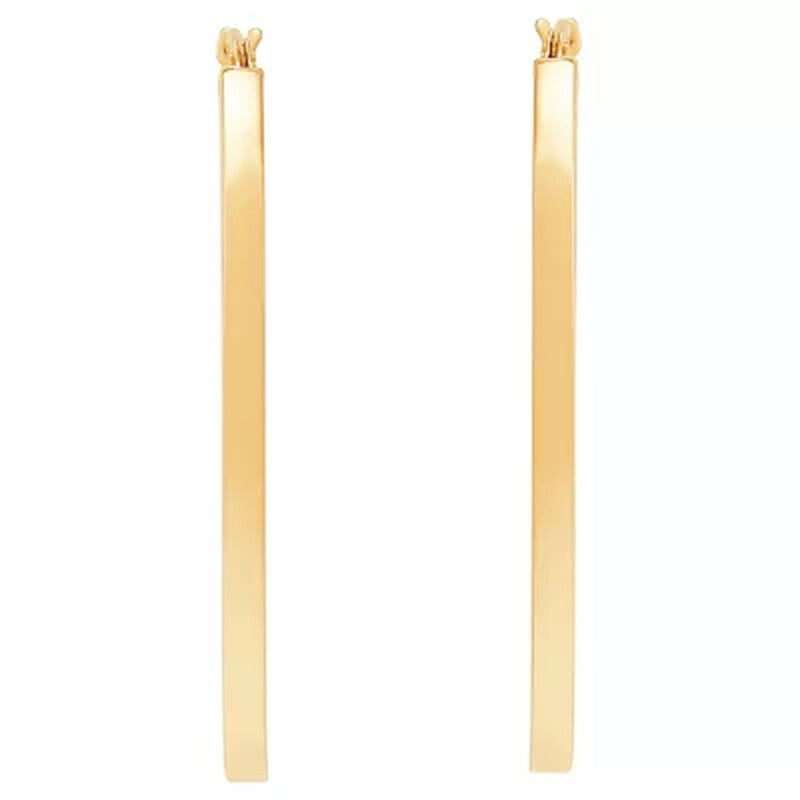 Polished Square Oval Tube Hoop Earrings in 14K Yellow Gold