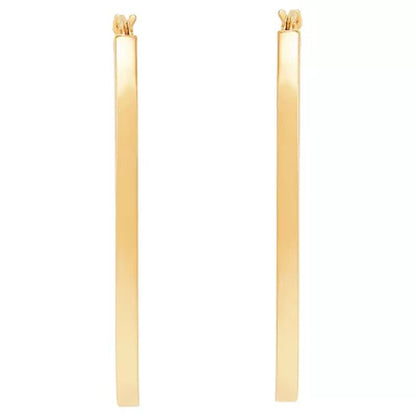 Polished Square Oval Tube Hoop Earrings in 14K Yellow Gold