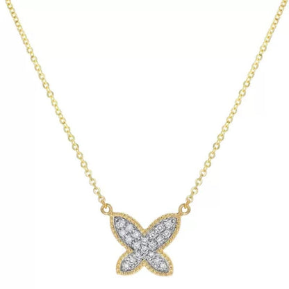 S Collection 1/5 CT. T.W. Butterfly Shape Diamond Necklace in 14K Yellow Gold