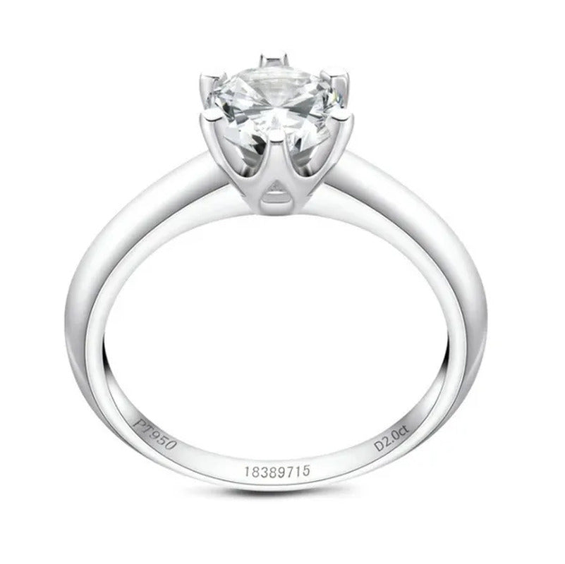 18K White Gold 2Ct round Cut Moissanite Solitaire Six Claw Diamond Engagement We