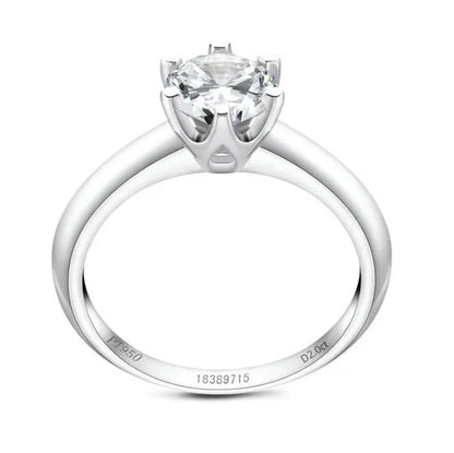 18K White Gold 2Ct round Cut Moissanite Solitaire Six Claw Diamond Engagement We