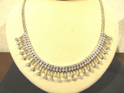6.01 CT G COLOR VS1/2 CLARITY DIAMOND NECKLACE FRONT SET ROUND SHAPE 14 K WHITE