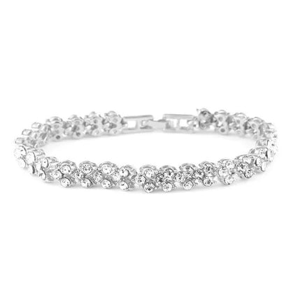 Fashion Roman Style Women'S 925 Sterling Silver Crystal Diamond Bracelet Gold an