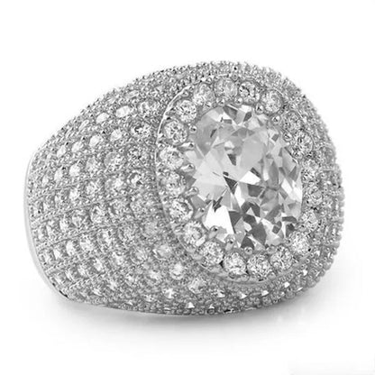 Business Men'S Fashion 925 Sterling Silver Luxury Simple Natural White Sapphire