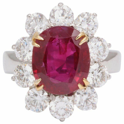 No Heat Burma Ruby Diamond Ring
