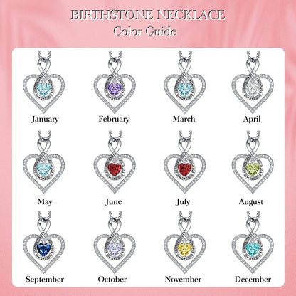 Jewelry for Women Infinity Heart Birthstone Necklace 18K Rose Gold / 925 Sterlin