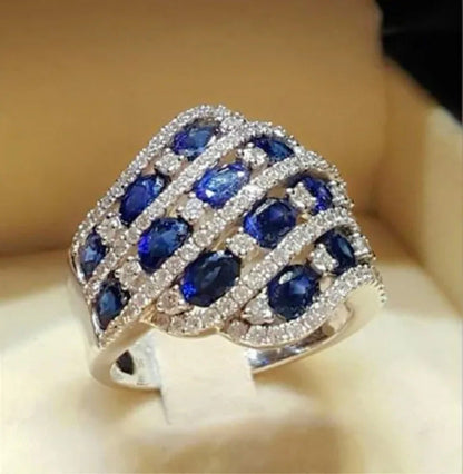 Princess Corss 925 Silver Sapphire Ring Ruby Engagement Ring Anniversary Stateme