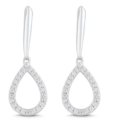 0.20 CT. T.W. Diamond Teardrop Dangle Earrings in 14K White Gold