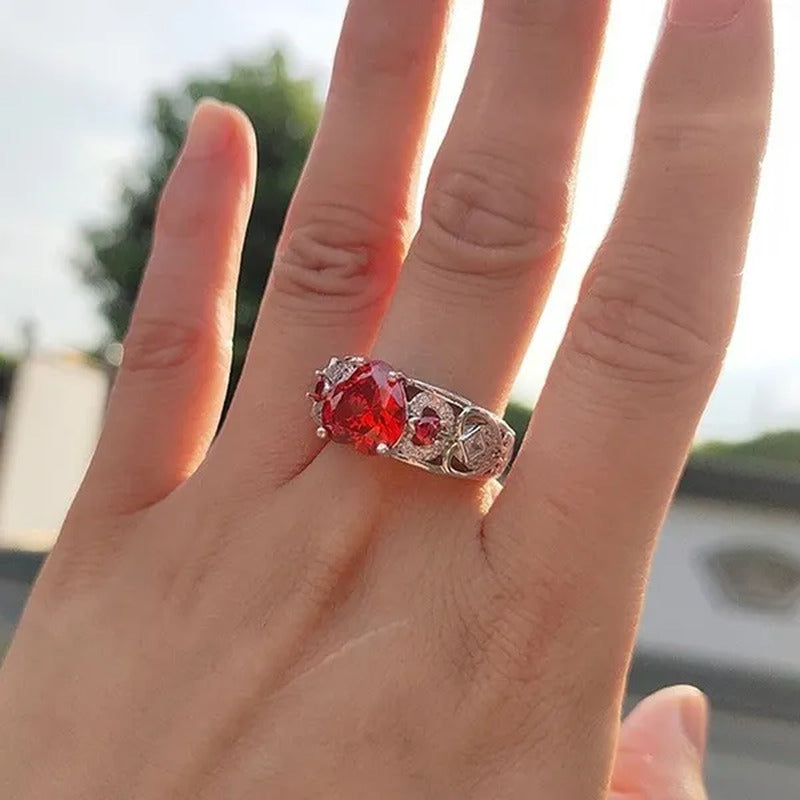 New Exquisite Women'S Fashion Couple'S Ring 925 Sterling Silver Natural Morganit