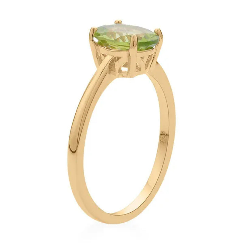 Shop LC Peridot Oval 925 Sterling Silver Vermeil Yellow Gold Plated Solitaire Ri