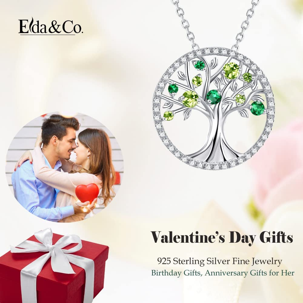 Tree of Life Necklace for Women 925 Sterling Silver with January March Birthston