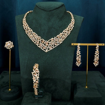 Luxury Elegant Bridal Necklace Set for Women Cubic Zirconia Wedding Jewelry
