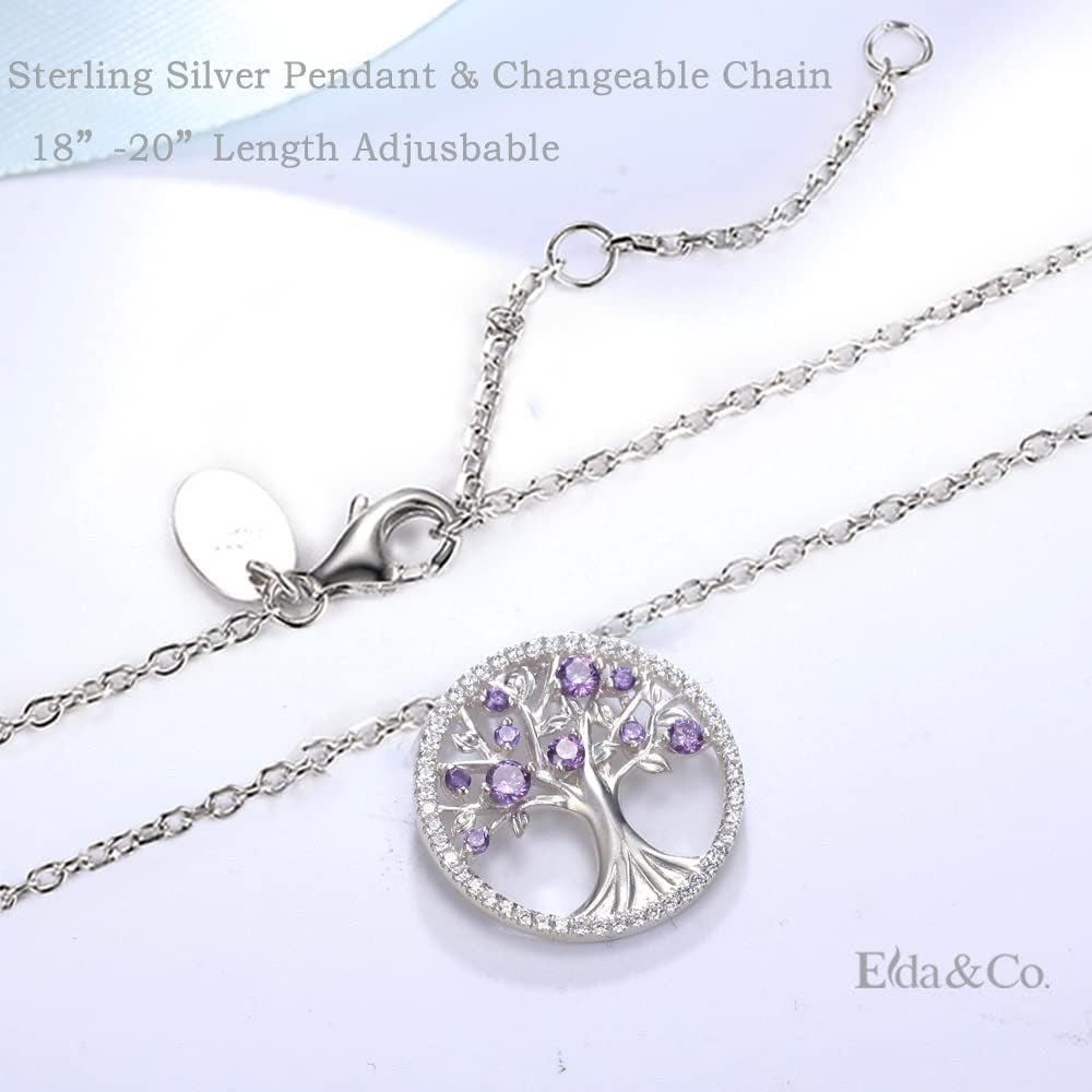 Tree of Life Necklace for Women January February March Birthstones Garnet Amethy