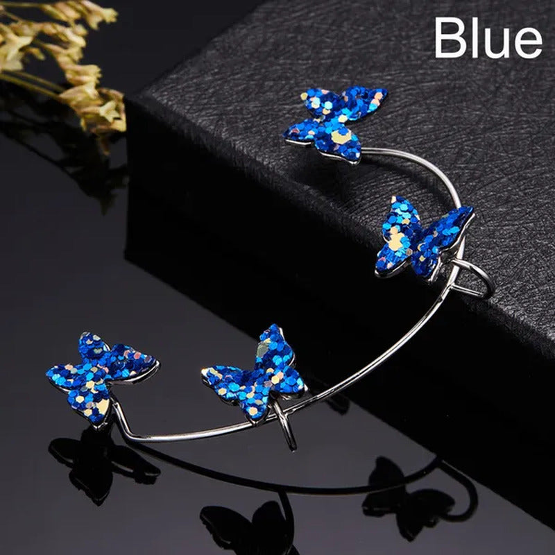 Women'S Fashion Diamond Colorful Butterfly Ear Clips without Piercing for Women