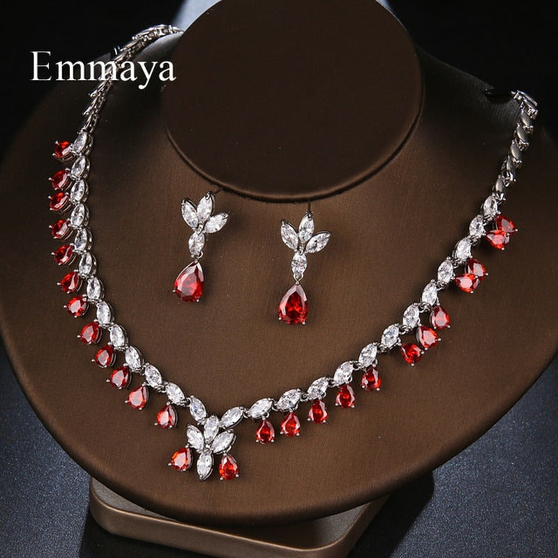 New Fashion Delicate Waterdrop-Shape Earring and Necklace for Women Three