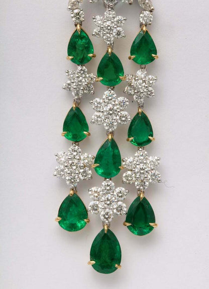 Emerald and Diamond Chandelier Earrings