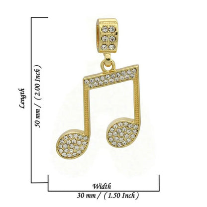 ALL NEW Lady'S 14K Gold Music Note Iced Out Icon Pendant 4Mm 24" Hip Hop Chain