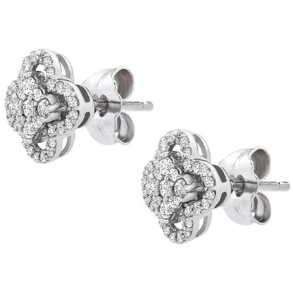 0.25 CT. T.W. I-I1 White Gold Diamond Clover Flower Stud Earrings