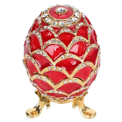 Jewelry Storage Eggs Enameled Craft Elegant Rich Colors Red Color Egg Shape