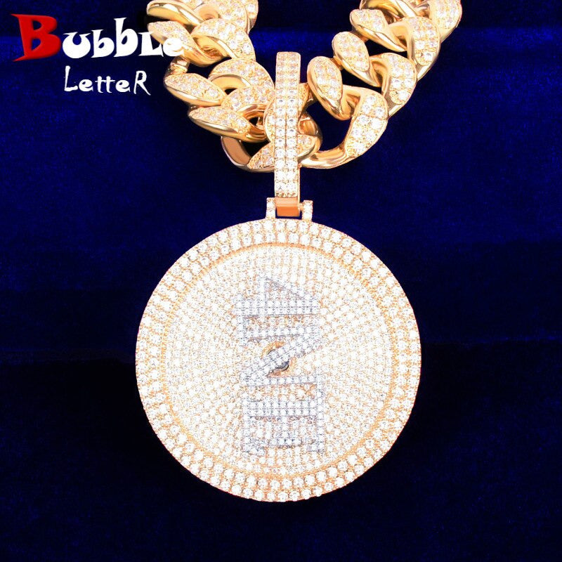 Custom Name Necklace for Men Real Gold Plated Hip Hop Jewelry Rotating Pendants