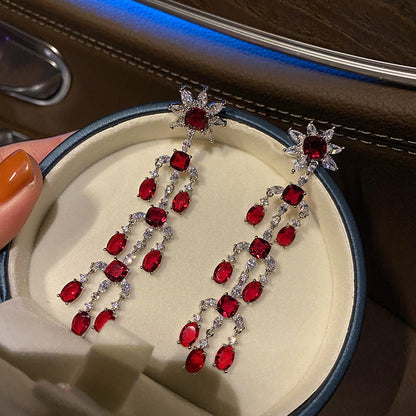 Earringvintage Court Baroque Ruby Flower Earrings