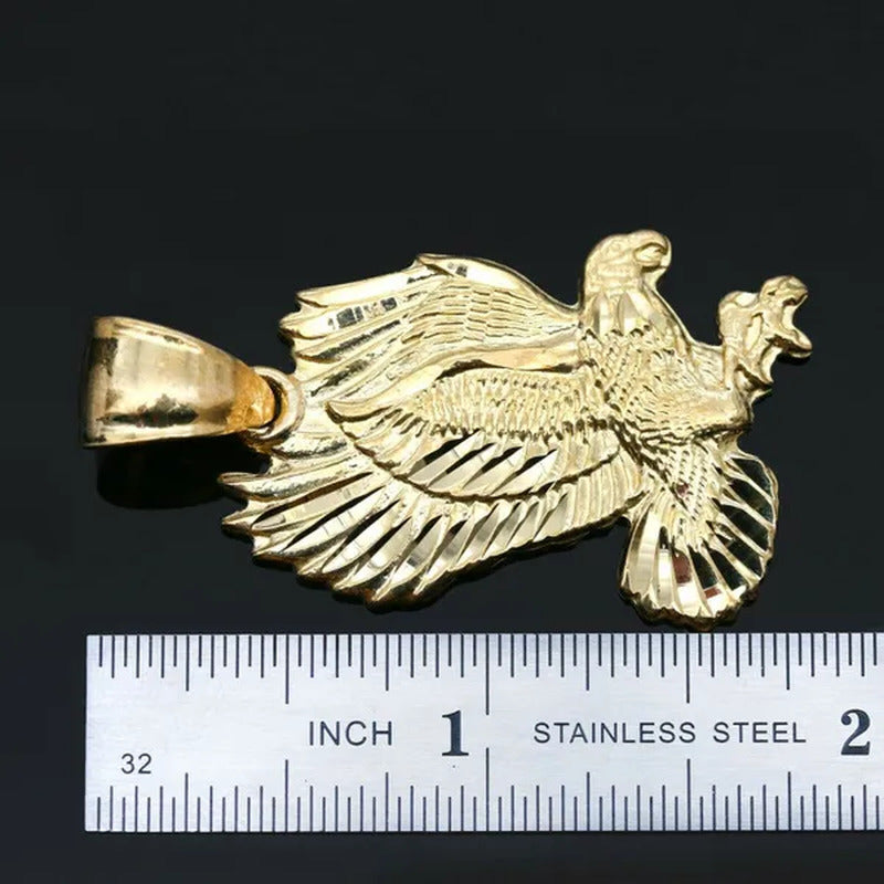 18K Gold Plated Eagle Diamond Cut Charm Pendant 3Mm 18" Cuban Necklace Chain