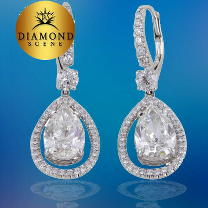 GIA Certified Pear Shaped Diamond Drop Earrings
