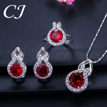 CANDICE Fashion Party Jewelry Set 925 Sterling Silver round Cut Blue Rhinestone