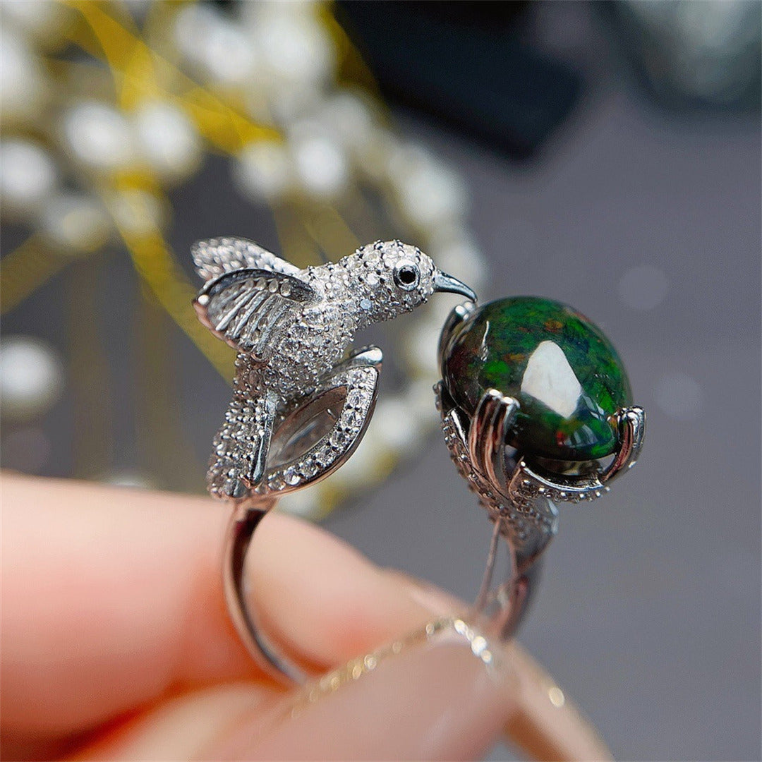 Natural Black Opal Ring for Women