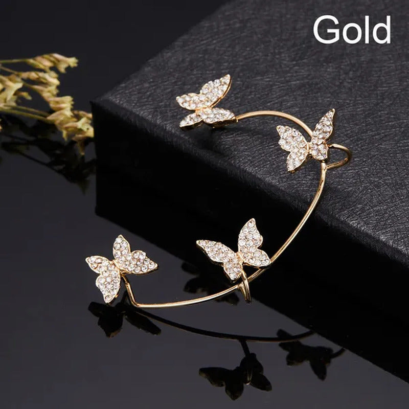 Women'S Fashion Diamond Colorful Butterfly Ear Clips without Piercing for Women