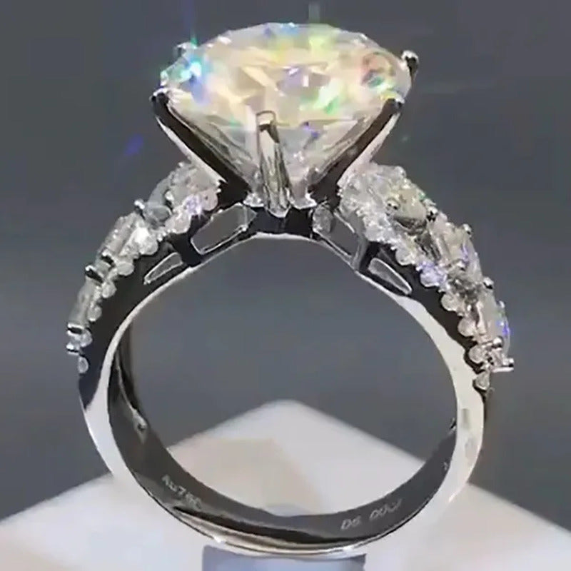 Luxury Fashion Female Jewelry 6Ct Diamond Ring Natural Gemstone White Sapphire B