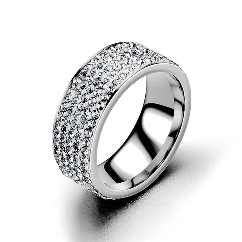 Luxury Woman Fashion Accessories Shiny Gold Color Ring Crystal Zircon Jewelry fo