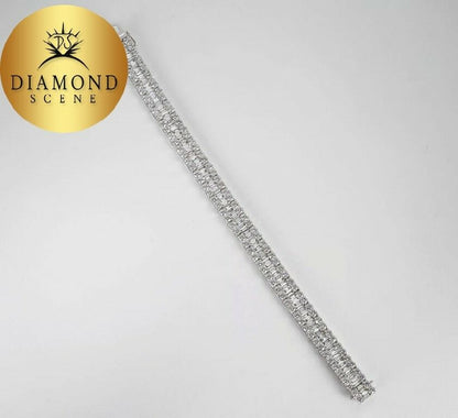 Stunning Baguette and Round Diamond Gold Bracelet