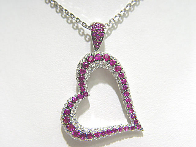 PINK SAPPHIRE ROUND SHAPE DIAMOND ROUND BR SHAPE HEART PENDANT INCLUDED CHAIN