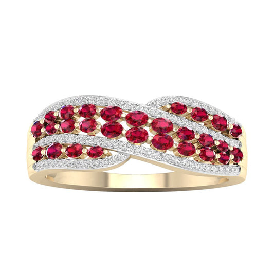 Imperial Gemstone 10K Yellow Gold Ruby 1/4 CT TW Diamond Women'S Fashion Ring
