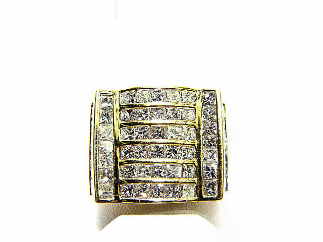 DIAMOND 56 PRINCESS SHAPE DIAMOND CHANNEL SET MENS RING DIAMOND BAND GOLD RING