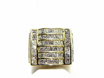 DIAMOND 56 PRINCESS SHAPE DIAMOND CHANNEL SET MENS RING DIAMOND BAND GOLD RING