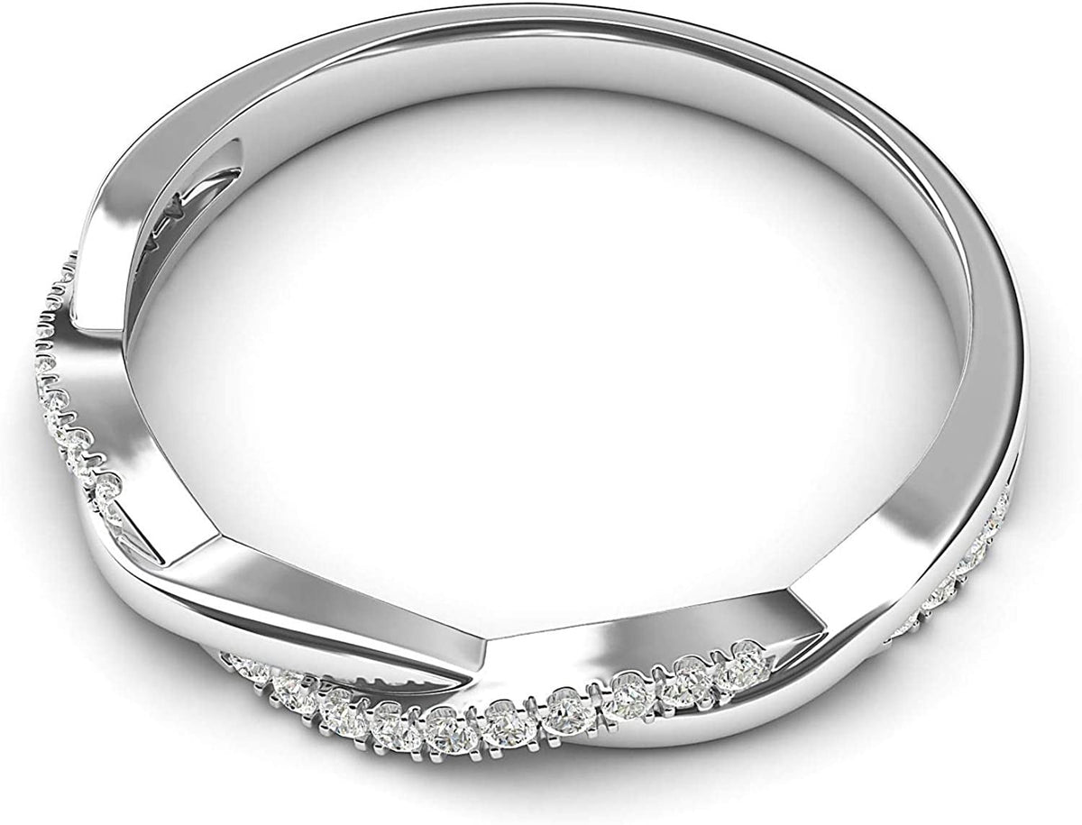 14K White Gold 2.5Mm Petite Twisted Vine Simulated Diamond Ring Wedding Band Mat