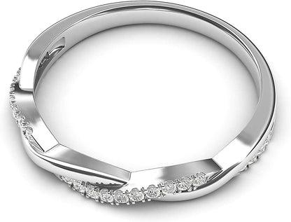 14K White Gold 2.5Mm Petite Twisted Vine Simulated Diamond Ring Wedding Band Mat