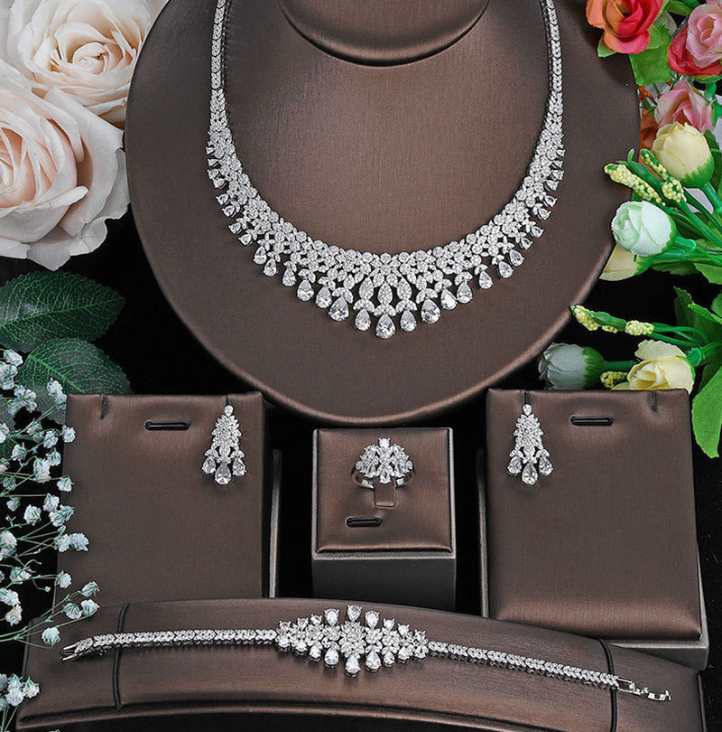 Necklace Earrings Ring and Bracelet Four-Piece Set