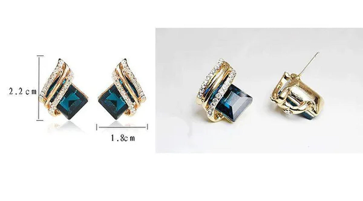 Fashion Temperament Women'S Cubic Zirconia Earrings Large Red Zircon Stud Earrin