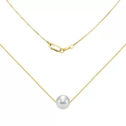 8-9MM Akoya Pearl 18" Swivel Pendant in 14K Yellow Gold