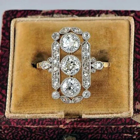 Vintage Jewelry Exquisite 925 Sterling Silver Natural White Sapphire Diamond Rin