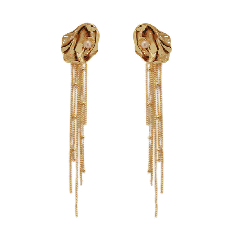 Rose Petal Tassel Stud Earrings