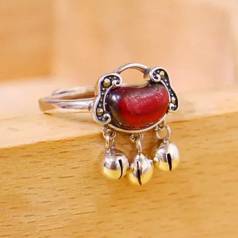 Popular Women'S Fashion 925 Sterling Silver Ring Elegant Retro Ruby Longevity Lo